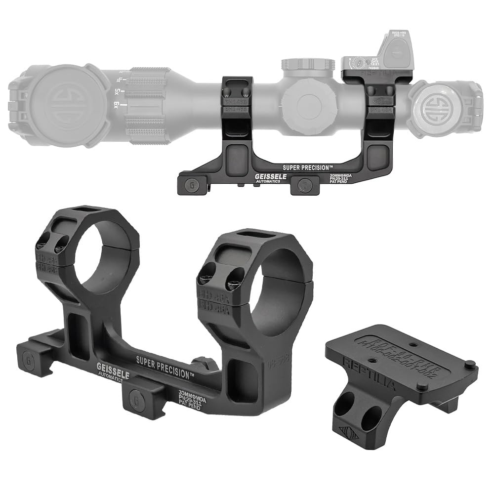 Ryohin Buhin 2-Piece Set: EVOLUTION GEAR GEISSELE 1.93" Scope Mount, Black & RMRSRO Mount Replica Set, Hard Anodized Finish, Metal