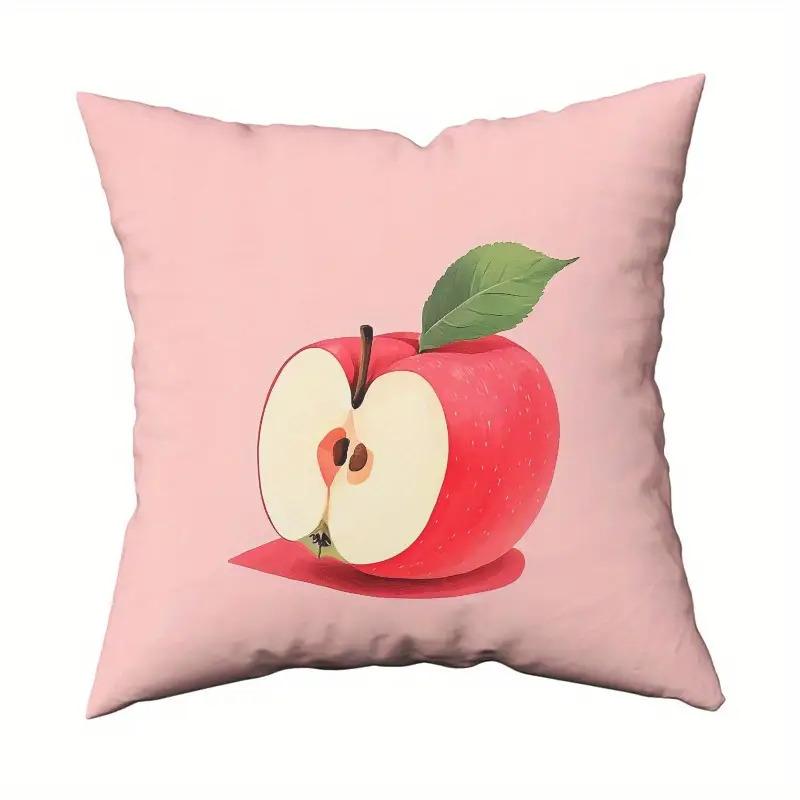 Double-Sided 1pc Red Apple Pattern Pillowcase, Soft Decorative Cushion Cover with Zipper Closure, Machine Washable, Modern Design for Living Room Sofa