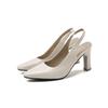 Beige Yellow Women Slingback Sandals Slingback Pointed Toe High Heel Small Big Size 32 46