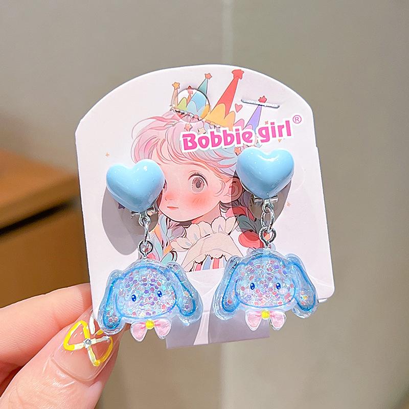 Kuromi Kolczyki Klipsy Bez Przekłuwania Uszu z Kokardką dla Dziewczynek