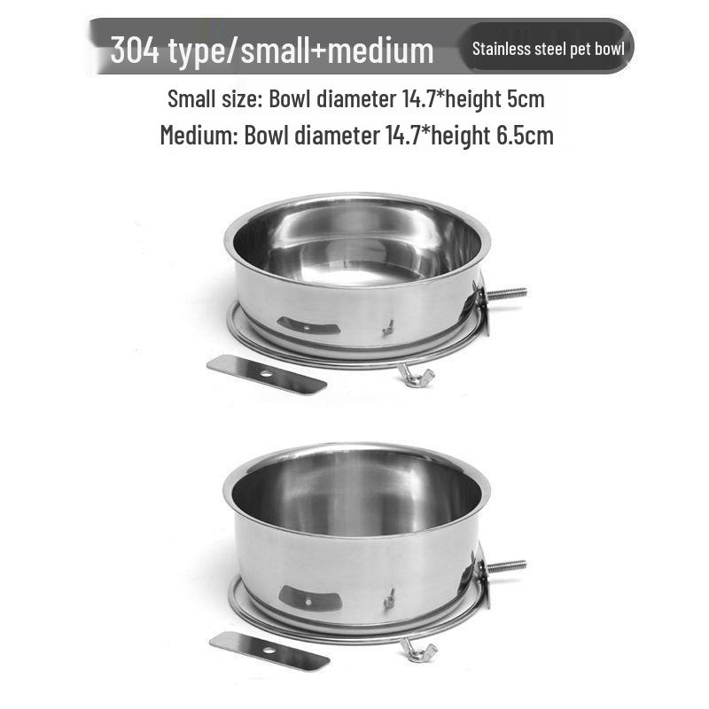 304 Stainless Steel Anti-Spill Hanging Pet Food Bowl for Cages