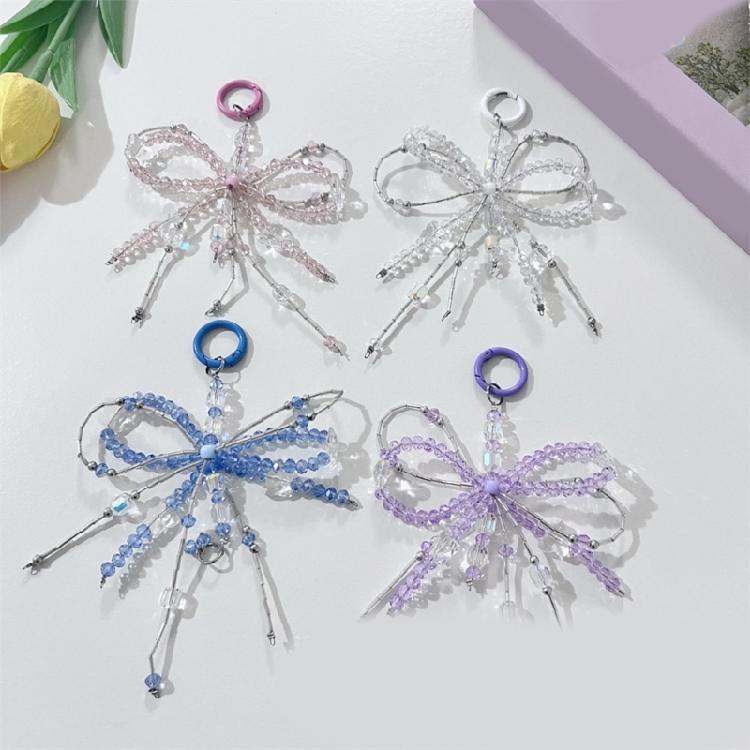 Delicate Acrylic Bowknot Keychain Charm Practical Beads Phone Pendant Unique Bag Pendant Present for Fashion Lover