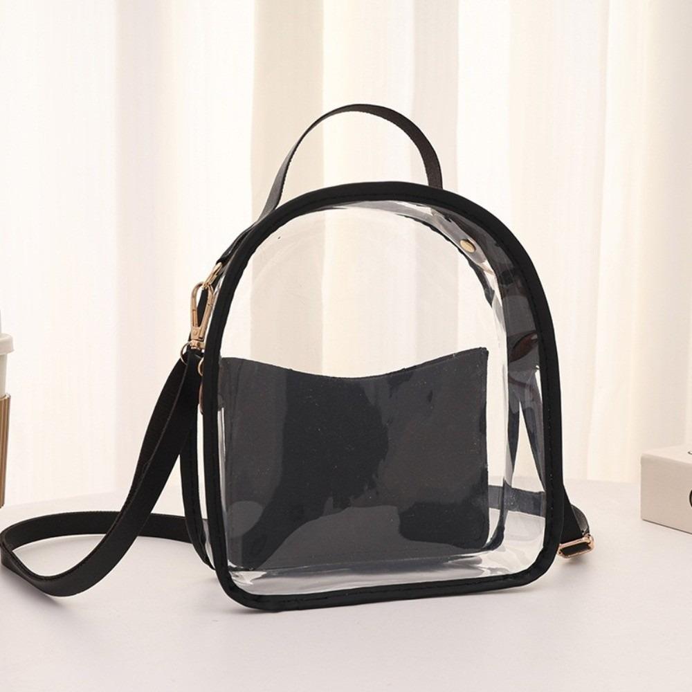 

Simple PVC Transparent Backpack Transparent Waterproof Jelly Shoulder Bag Zipper with Small Bag Crossbody Bag Travel