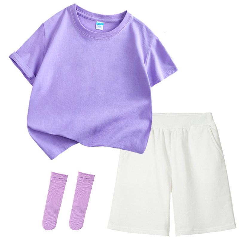 Colorful Children's Short Sleeve T-shirt Set for Kindergarten Sports and June 1st Performances.