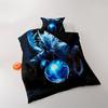 Fantasy Blue Dragon Duvet Cover Set: Ancient Wild Dragon Pattern Bedding, 3D Dragon Double Bed Set Western Dragon Double Bed Set