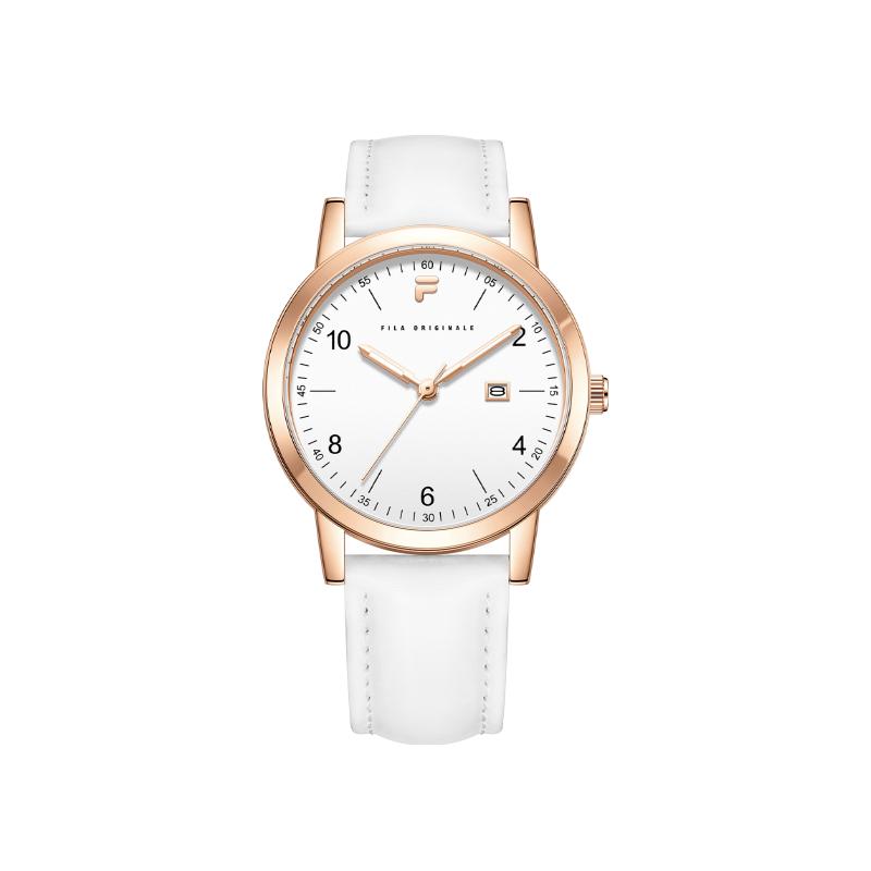 FILA Elegant Series Minimalist High-End Quartz Watch Women watches White FLL38-6584 Brown Strap 6584-104