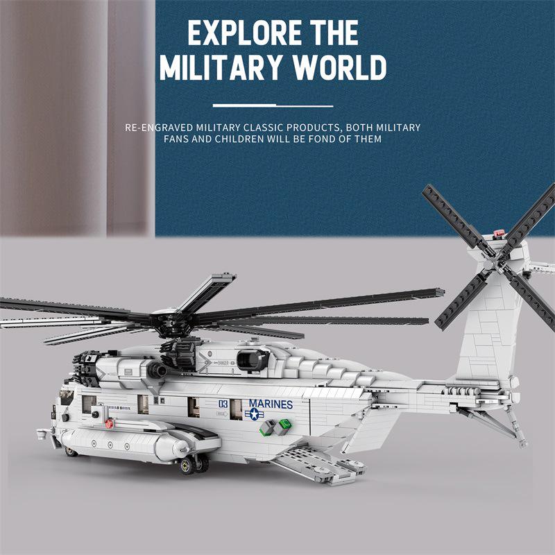 Zhen Military Helicopter Building Block Model - Educational Fighter Ornament Toy