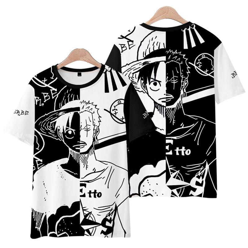 15 barev ONE PIECE Anime Dámská Pánská trička Anime Tričko Kreslený potisk O-výstřih Nadměrná velikost Krátký rukáv Móda Pánské oblečení Streetwear
