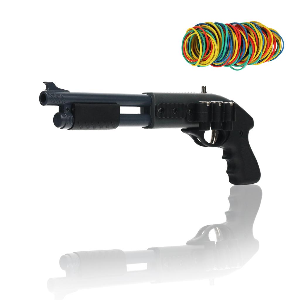 Continuous firing alloy rubber band gun mini metal gun model boy toy equipped with 30 rubber bands