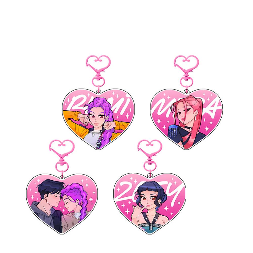 Anime Kpop Demon Hunters Acrylic Heart-shaped Keychain, Cute Anime Bag Charm, KPOP Merchandise Pendant