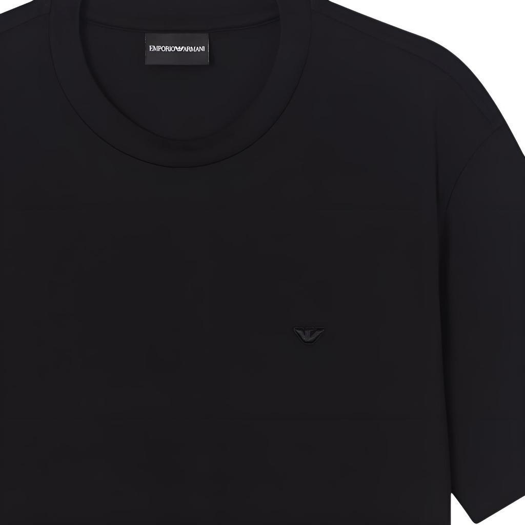 Emporio Armani Solid Color Round Neck Eagle Logo Embroidered Short Sleeve T-Shirt Men Tops EM004586-AF13721-UC001