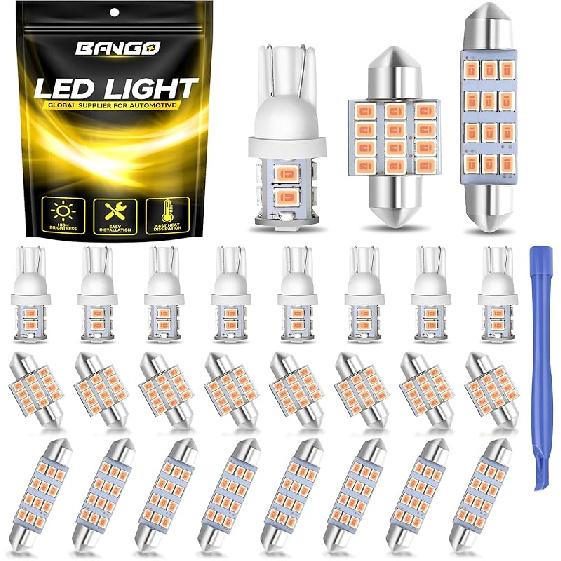 BANGO 24 Pieces Car LED Interior Light Bulbs, Non-Polarity Design with Removal Tool, Suitable for Car Dome Map Door Trunk License Plate Lights, Etc.