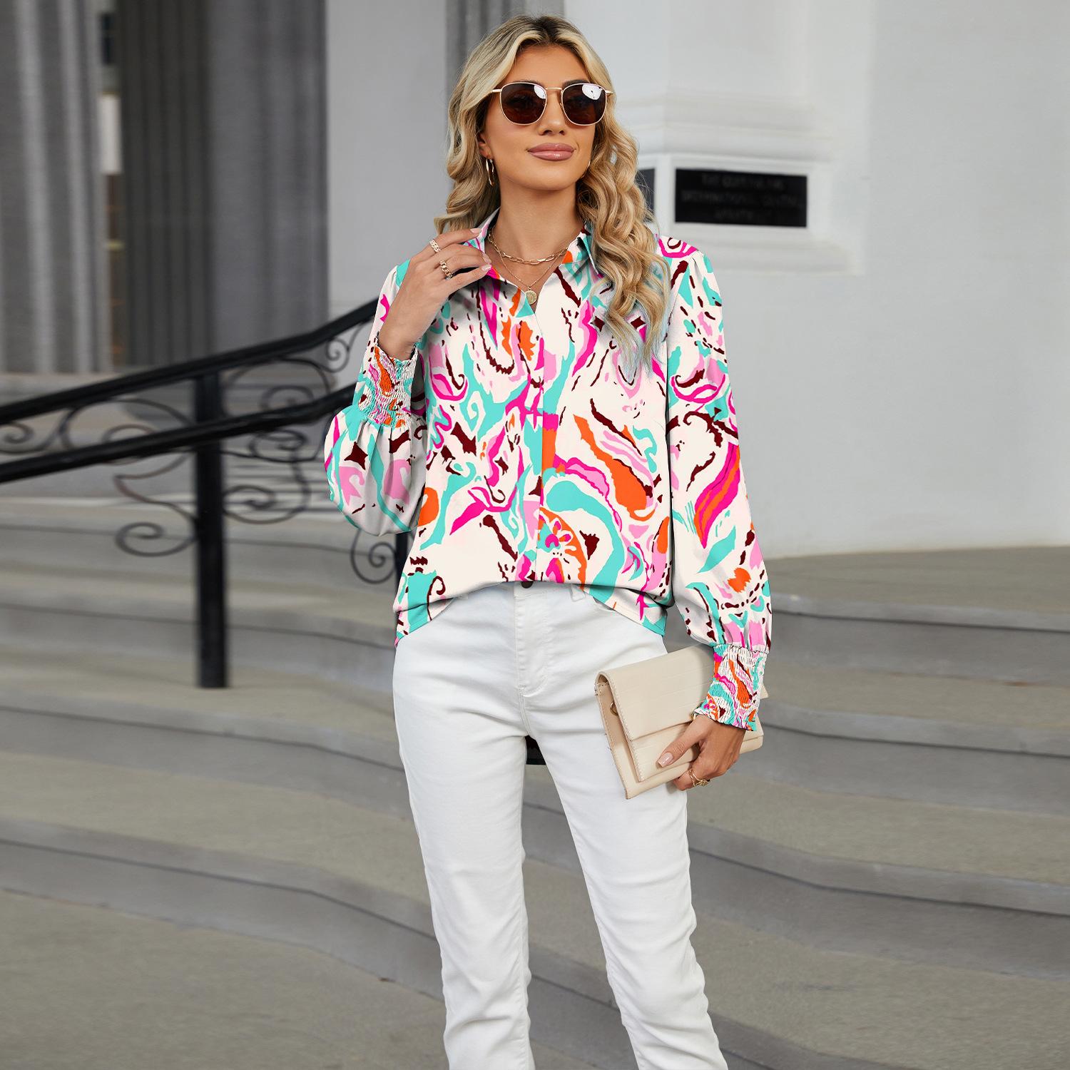 HNXC Женские модные повседневные осенне-зимние блузки и рубашки с длинным рукавом — фото 4