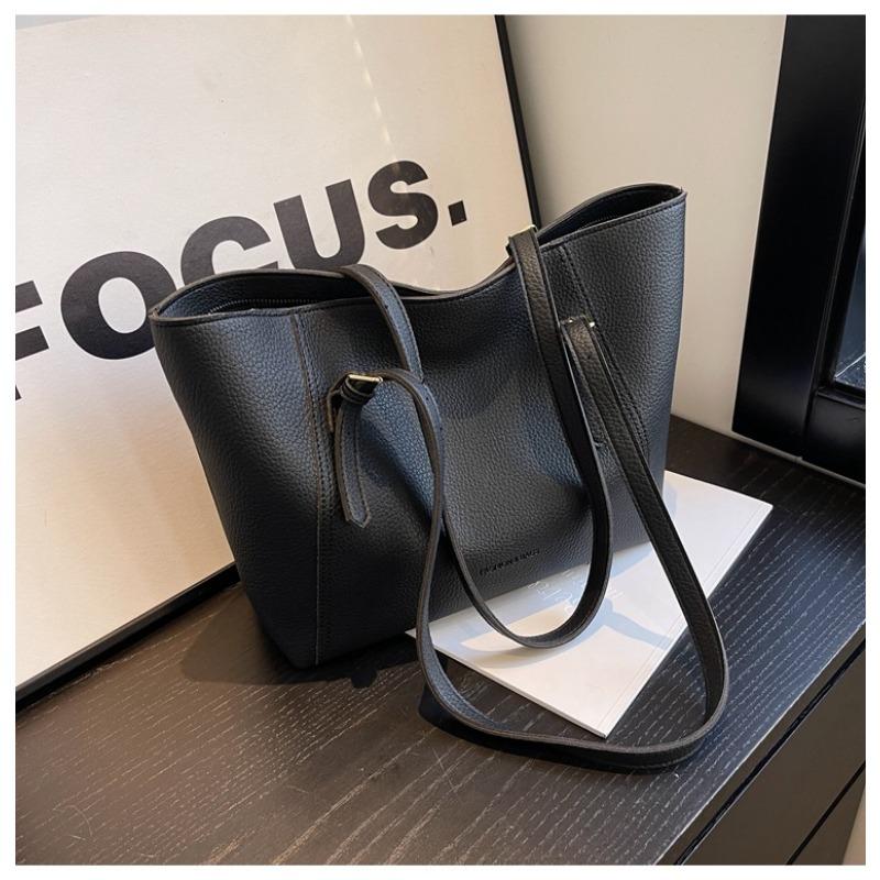 

Модная сумка-тоут через плечо большой вместимости в стиле ретро чёрный