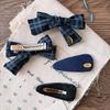 High Quality Korean Sweet Academic Hair Clip Navy Plaid Bow BB Clip for Girls Versatile Side Clamp with Polka Dots