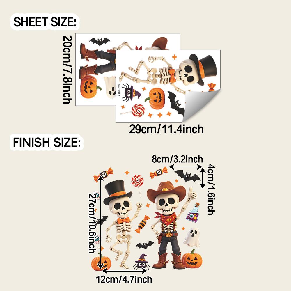 Halloween Cartoon Cowboy Skull Bat Balcony Home Window Beautification Decoration Window Stickers