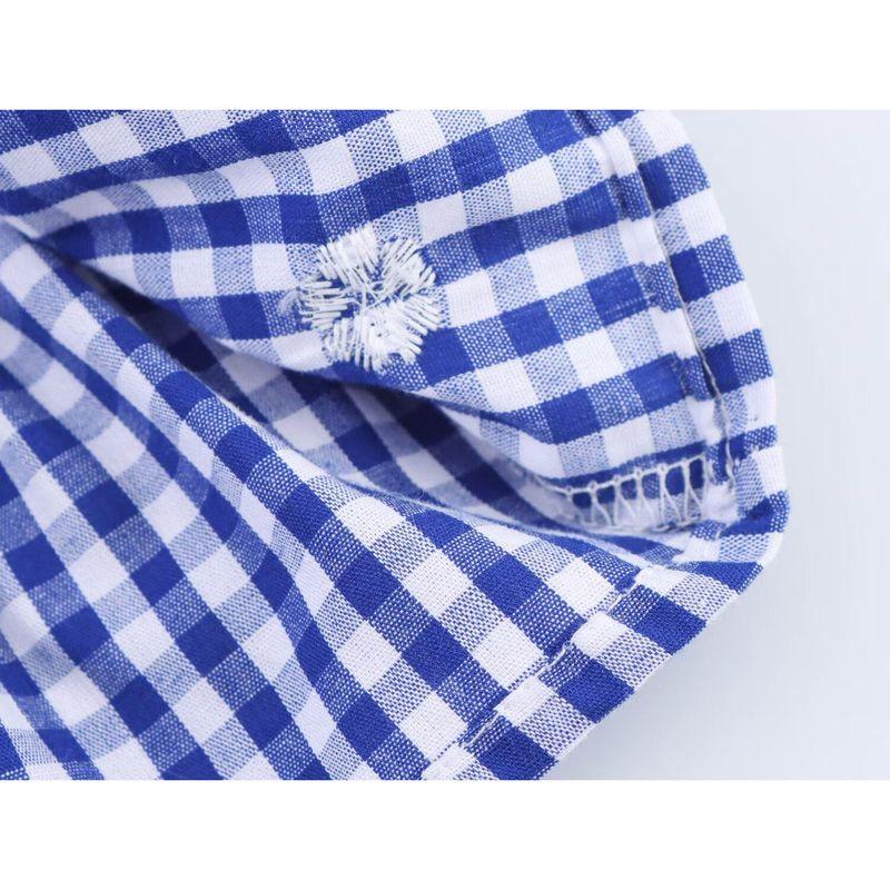 Kaslead New Women Clothes Western Style Fashion Loose Embroidery Small Plaid Top 3564052