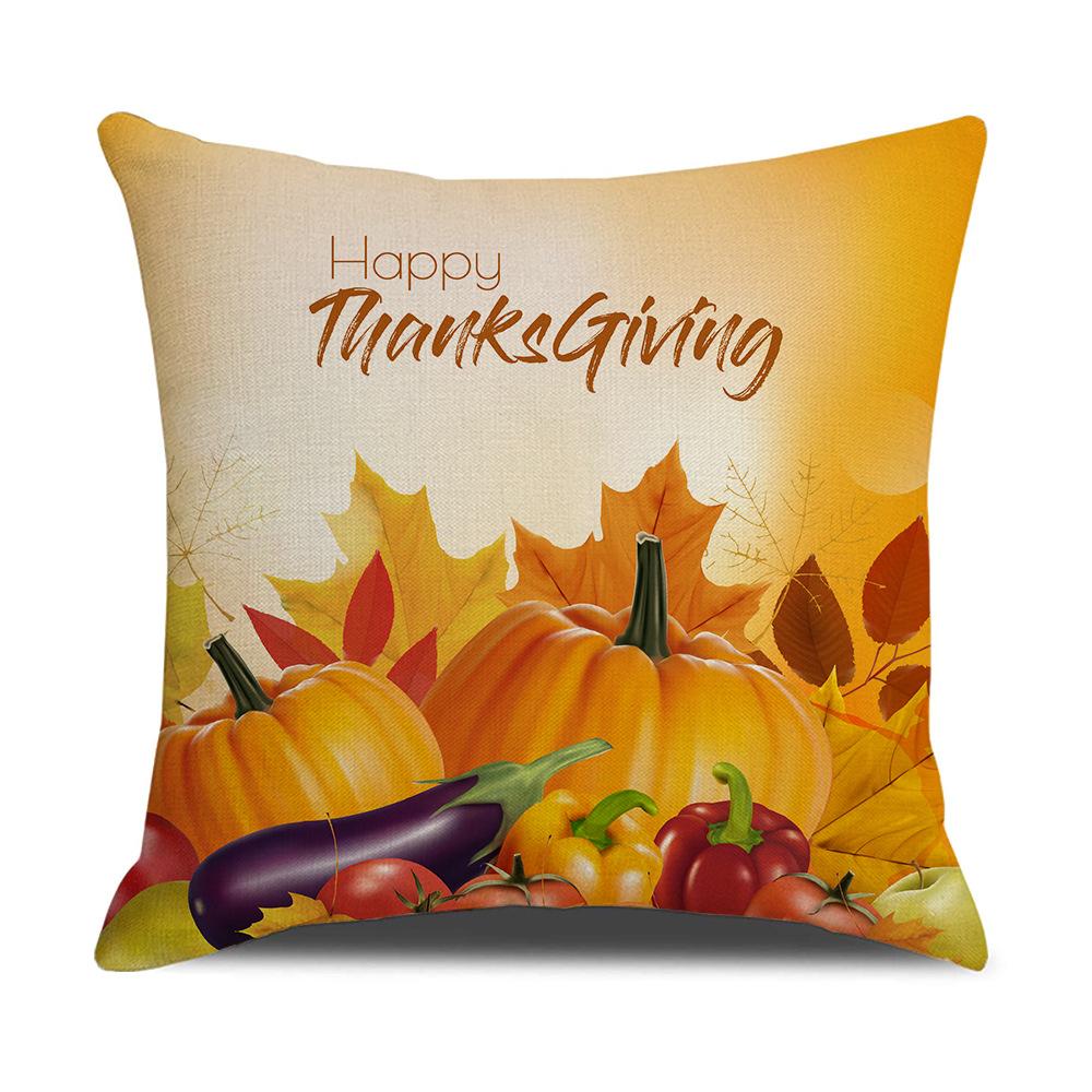 Harvest Series Cushion Cover Yellow Autumn Pumpkin Maple Leaf Pillow Cushion Cover Home Cushion Cover