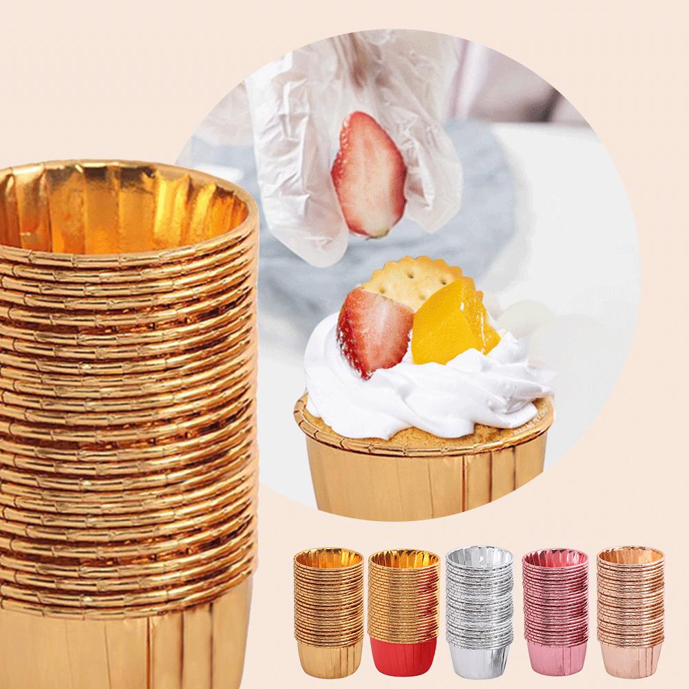 EY# 50 Pcs Cupcake Liners Disposable Ramekins Portable with 50Pcs Lids Baking Cu