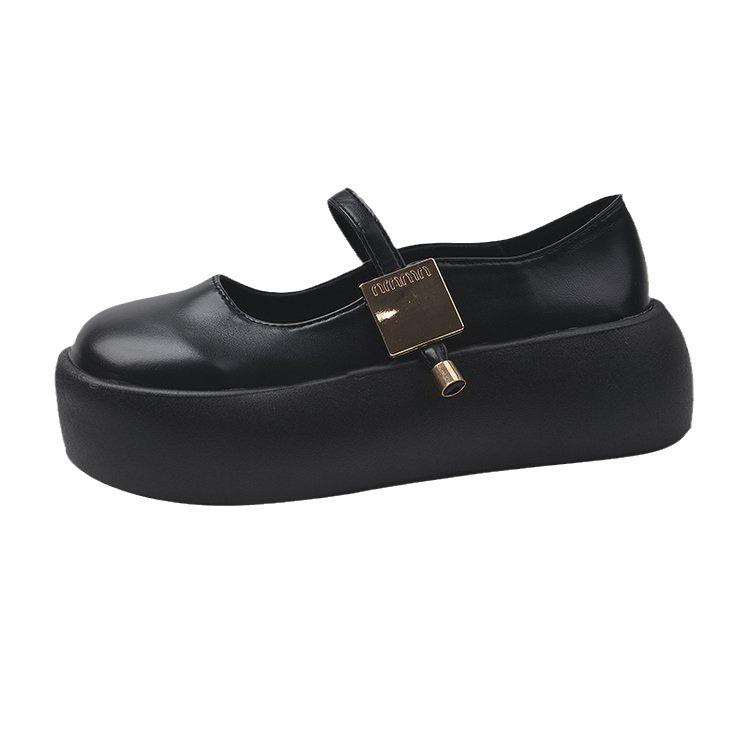 [Youshilai] Round Head Shallow Mouth Platform Loafers Women's Summer 2025 New Muffin Casual Versatile Single Shoes