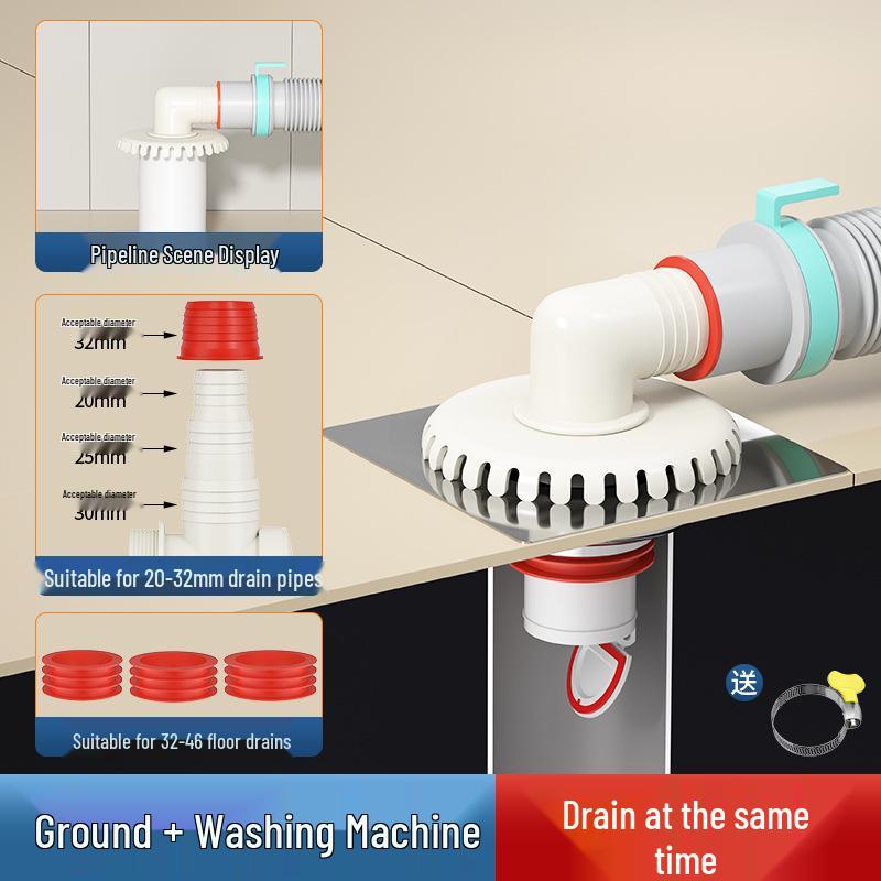 Three-Way Anti-Odor Drain Pipe Connector for Washing Machines