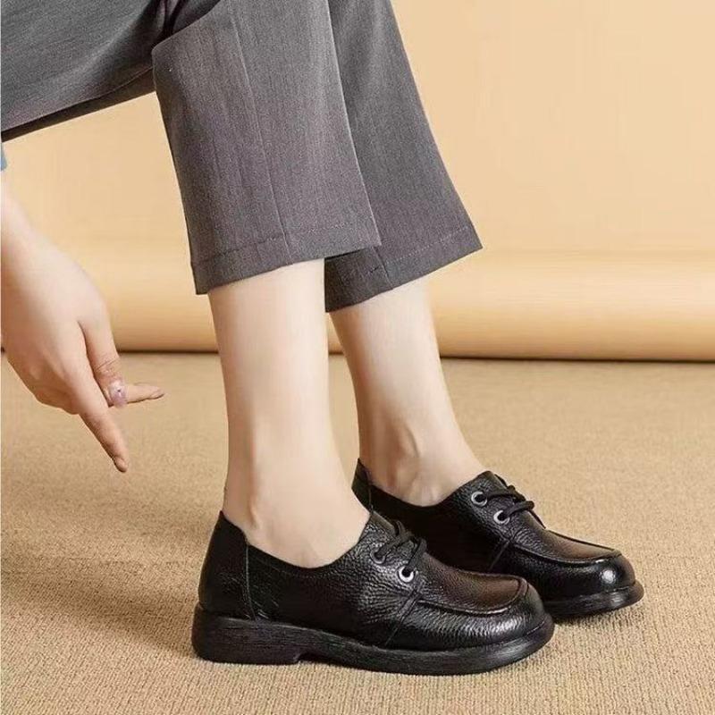 

Женские новые весенние туфли-лодочки с мелким вырезом, нескользящая обувь на мягкой подошве, маленькие кожаные туфли, дышащая обувь 40 чёрный