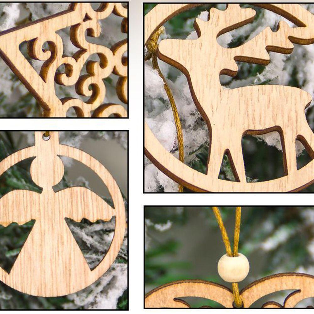 DIY Gifts Drop Pendant Christmas Tree Decoration Xmas Hanging Snowflake/Star/Angel Wooden Ornaments