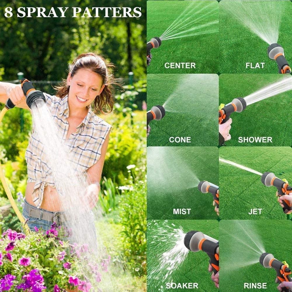Bico Aspersor para Mangueira de Jardim para Regar Plantas Limpeza de Carros Banho de Animais de Estimação com 8 Padrões Ajustáveis Alta Pressão Resistente
