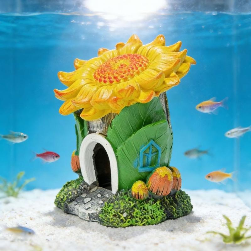 Retro Resins Sculpture Aquarium Ornament for Fish Shrimp Hiding Breeding Fish Tanks Aesthetic Landscape Decoration Gift