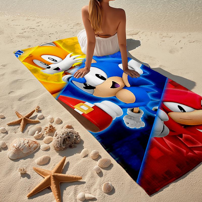 Ultra-Soft Beach Towel with Sonic Theme,Ideal for Pool - Camping, Diving - Perfect Travel Essential, Vibrant Beach Towel.