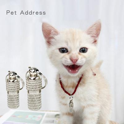 2pcs Pet Supply Anti-lost Dog Tag Silver Aluminum Alloy Cat ID Tags Collar Attached Address Label Empty Tube
