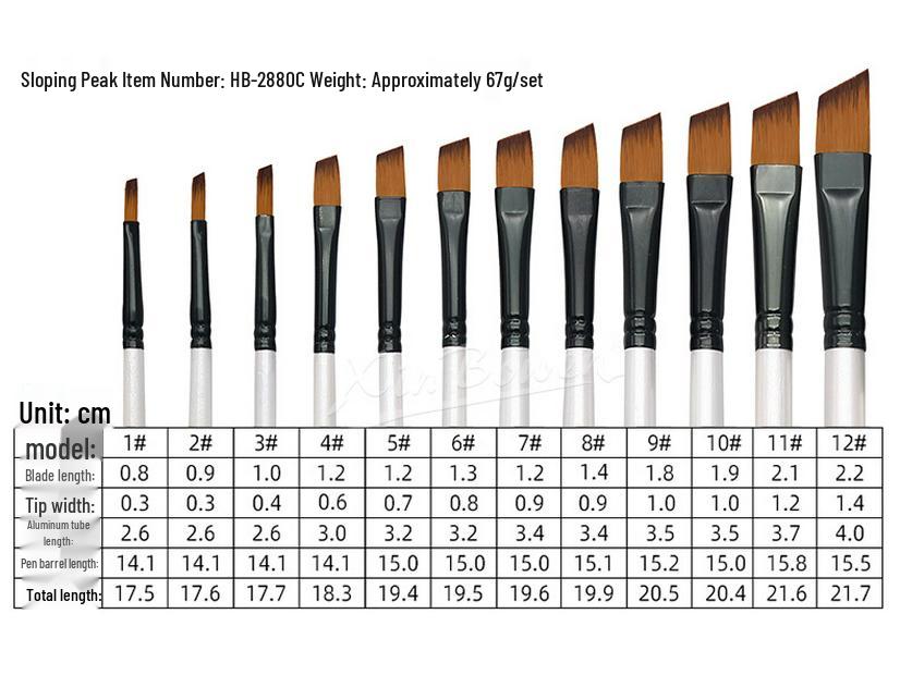 Children's 12-Piece Nylon Hair Paintbrush Set for Watercolor and Oil Painting