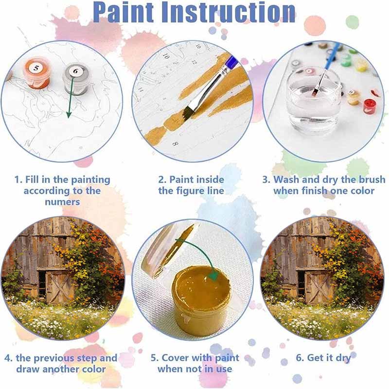 Digital oil painting kits for rustic barn and wildflower meadow are ideal for professional art purposes and home wall decoration.