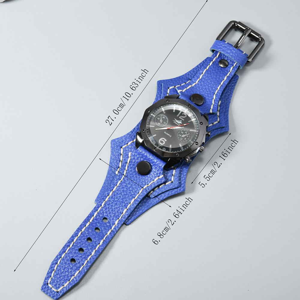 European and American New Accessories Retro Multi-layer Hand-stitched Cowhide Watch Exaggerated Punk Rock Style Men's Bracelet Watch