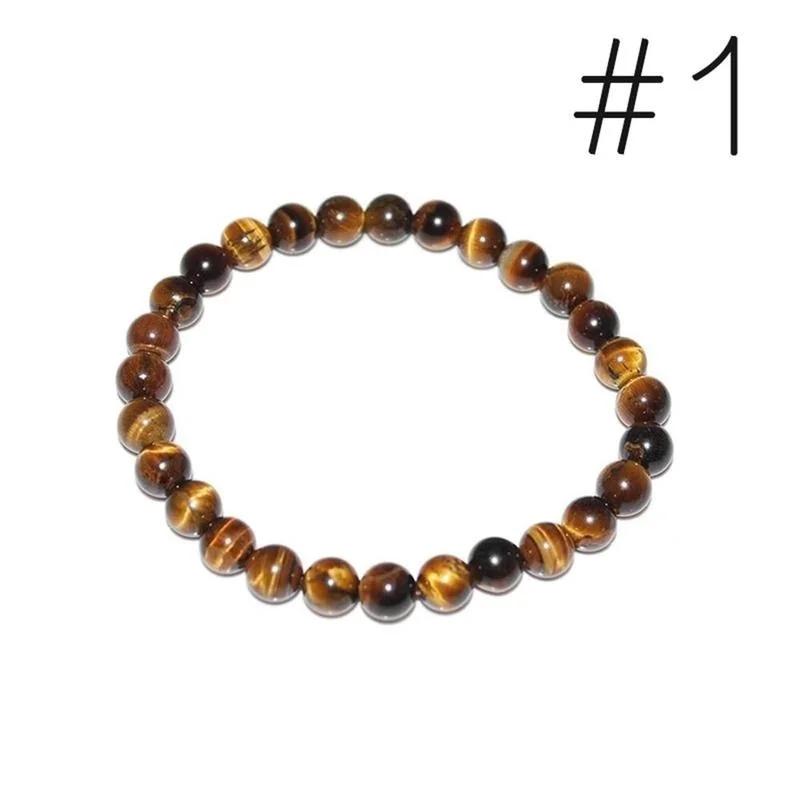 Perles en Pierre Naturelle 6/8/10mm Bracelet Oeil de Tigre Classique Homme Femme Bouddha Lave Noire Bracelets Minimaliste Yoga Méditation Bijoux