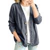 Women's Casual Open Front Cardigan Denim Look Jacket Long Sleeve Button Down Lightweight Outerwear for Everyday Wear
