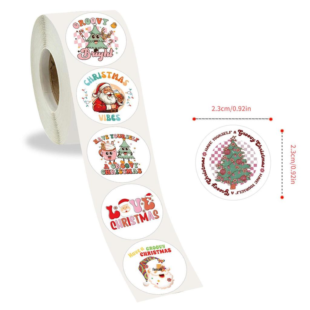 Groovy Christmas Washi Tape - 500 Stickers/Roll for DIY Decorative Journals and Notebooks