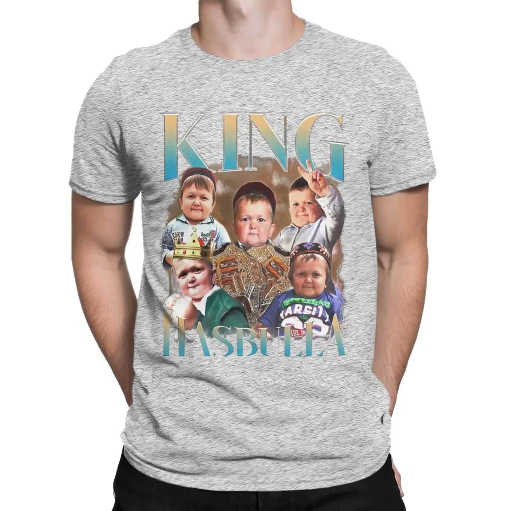 Crazy King Hasbulla Art Khabib T-Shirts for Men Round Neck 100% Cotton T Shirt Vintage Short Sleeve Tee Shirt Gift Idea Clothes