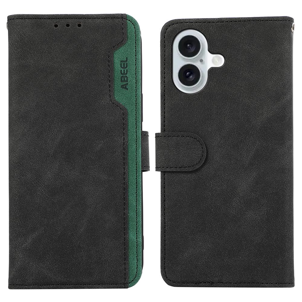 ABEEL For iPhone 16 Case Color Splicing Leather Flip Phone Cover RFID Blocking