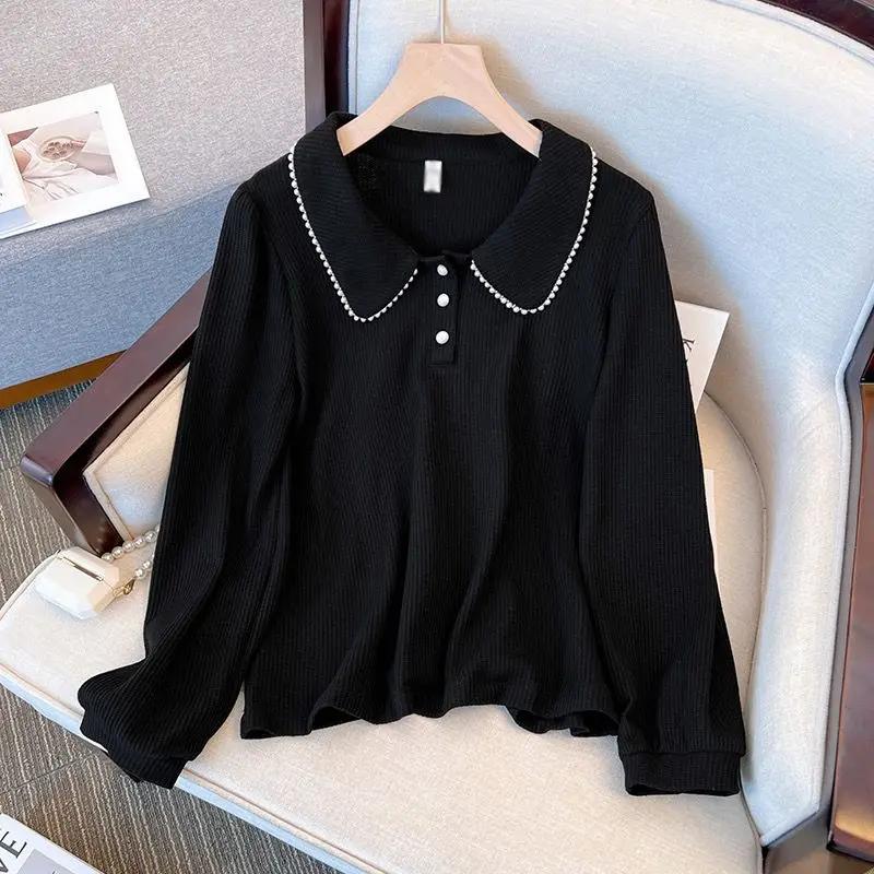 

Футболка Весна Осень Новый Базовый Топ Большого Размера Женская с Длинным Рукавом L