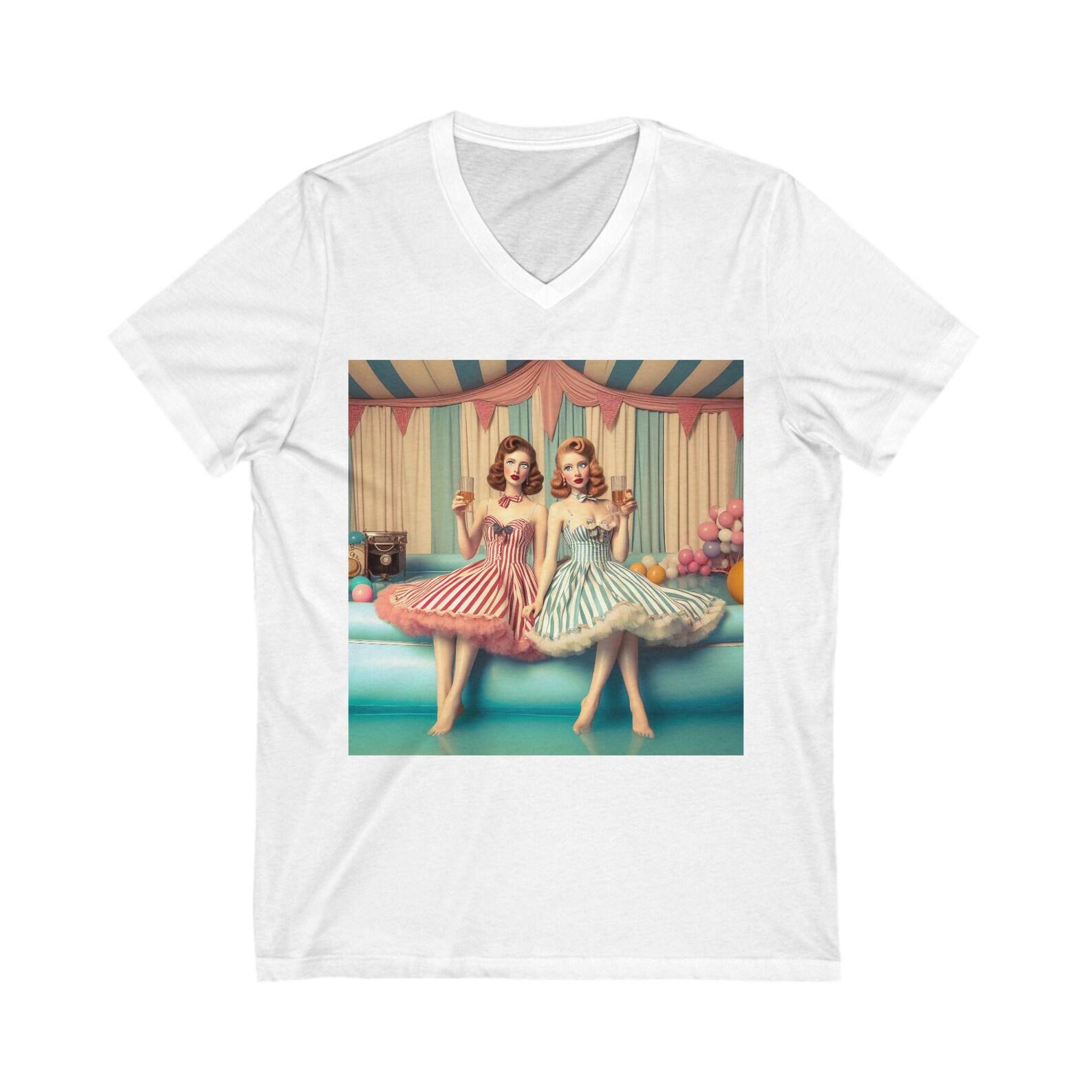 Antique 50 s Pool V-Neck Tee 140