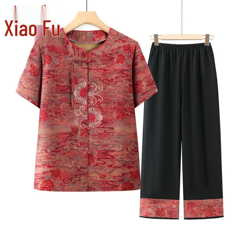 

Women s New Chinese Style Summer Loose-Fit Top & Pants Set 4XL