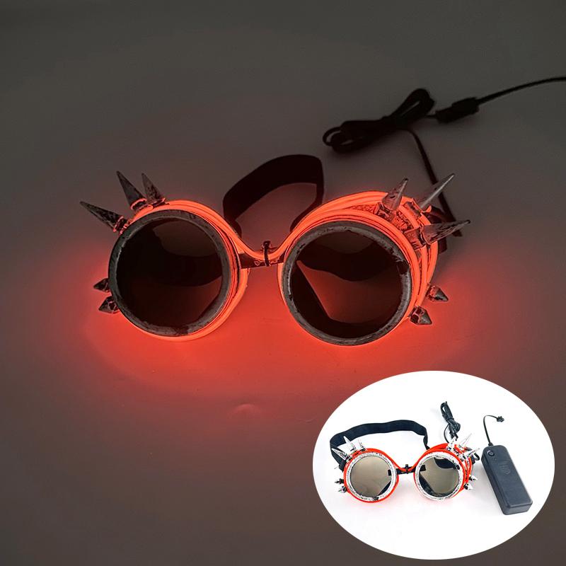 LED Steampunk Glasses Bar Fluorescent Party Halloween Christmas Holiday Rave Neon Music Glow Steampunk Sunglasses Y2k Decor