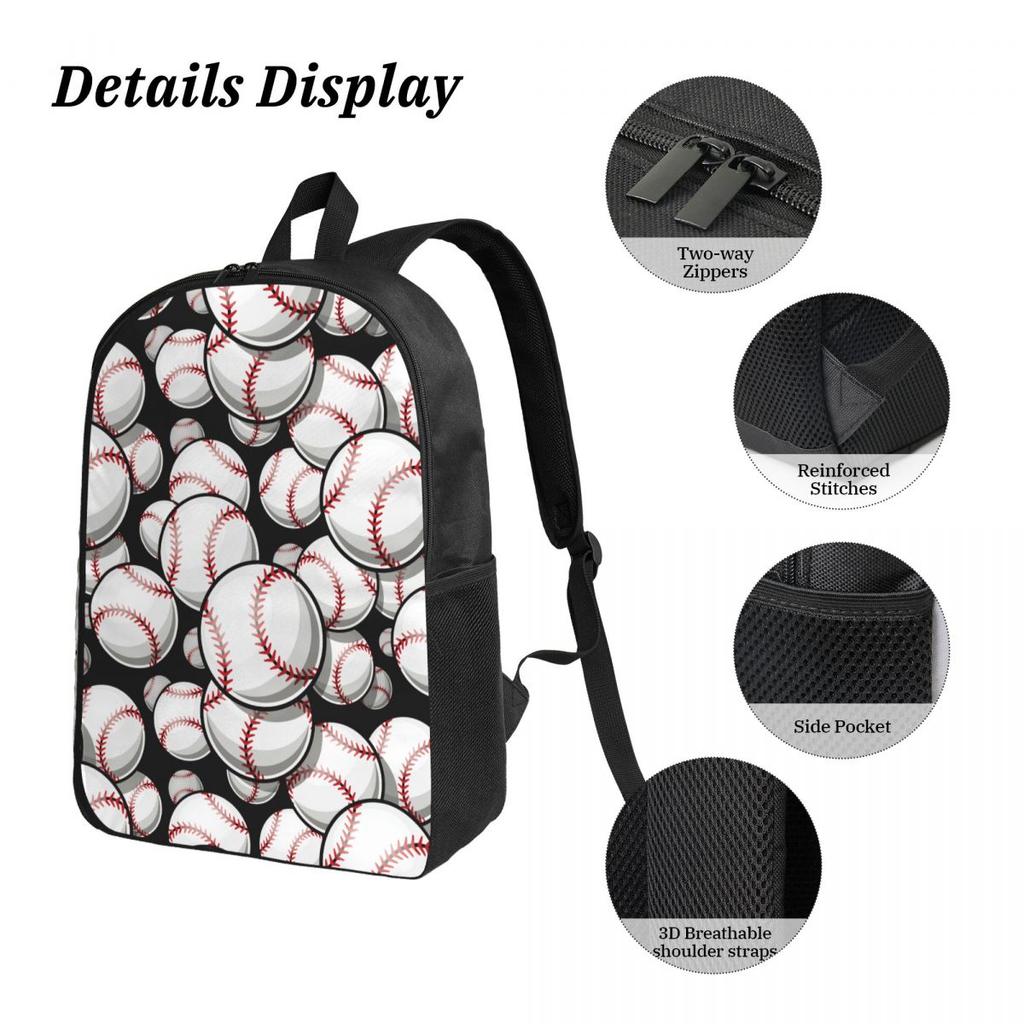 3Pcs Sport Baseball Balls Backpack Set for Kids Pen Bags Bookbag Sets with Lunch Box For School Students Knapsack