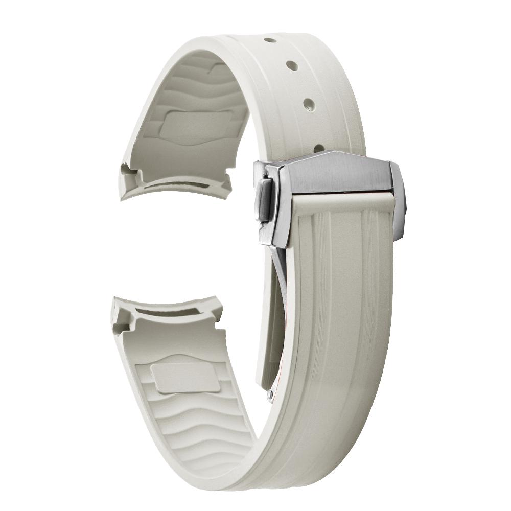 20mm New Soft FKM Fluorous Rubber Curved End For Omega Strap For Seamaster 300 Diving Belt Fold Buckle Replacement Watch Band