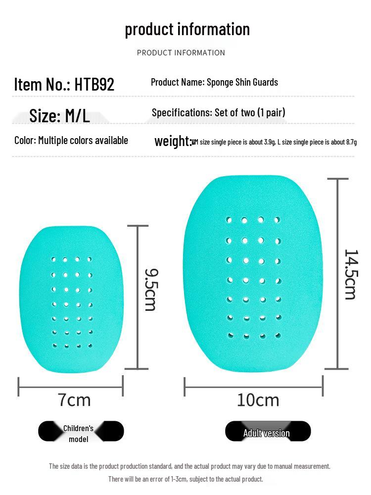 Adult & Kids Sponge Shin Guards for Soccer, Cycling, & Training