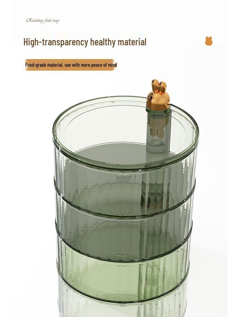 Luxury Cartoon Rabbit Multi-Layer Rotating Fruit and Snack Box with Lid
