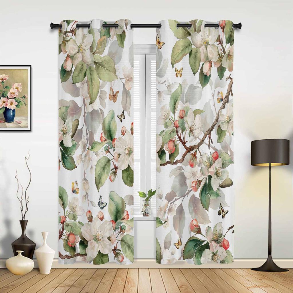 Insekten Blumen Pflanze Vintage Schmetterling Vorhänge für Schlafzimmer Wohnzimmer Vorhänge Küche Kinderzimmer Fenstervorhang Heimdeko