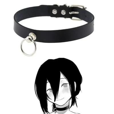 Anime Kettensägen-Fan Reze Cosplay Choker Dunkles Rock PU-Leder Halskette Punk Gotisch Harajuku Schlüsselbein Kette Schmuck Accessor