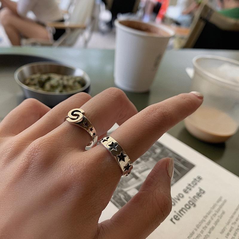 Star Vintage Trendy Ring Crafted From 925 Silver With A Distressed Look For Couples